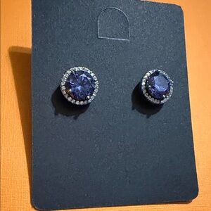 Elegant Sterling Silver Purple Stud Earrings